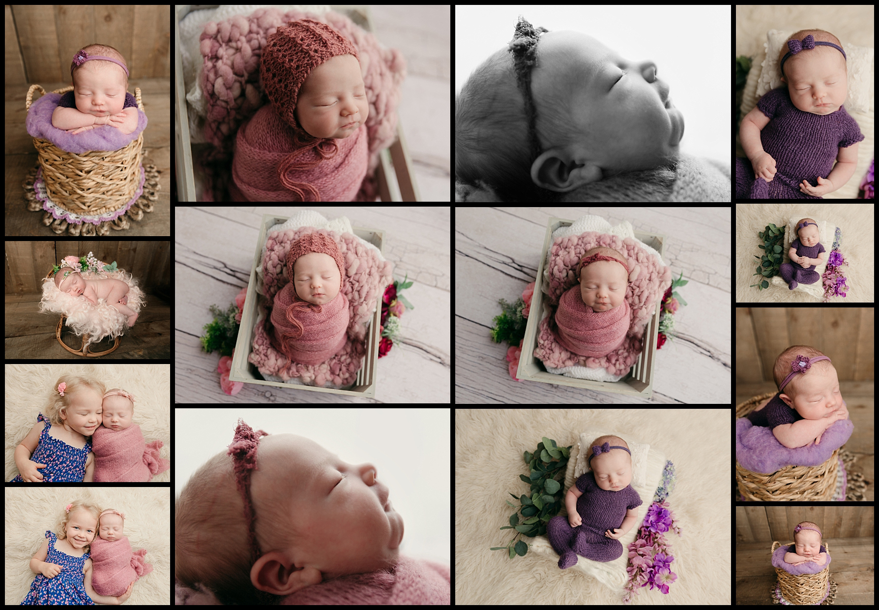 newborn photoshoot collage