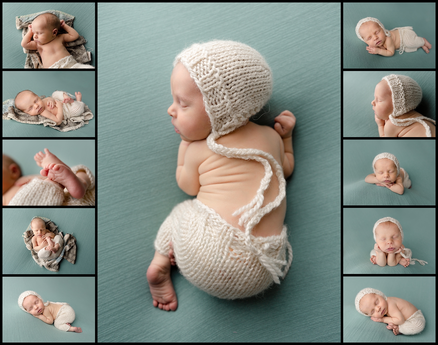 Newborn baby boy collage