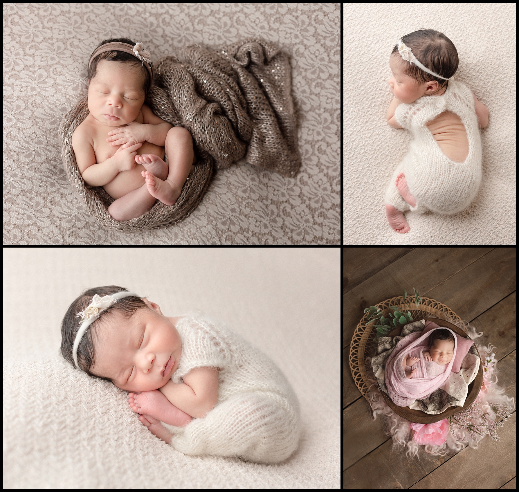 Collage of a newborn baby photos by Belliam Photos Calgary Photographer